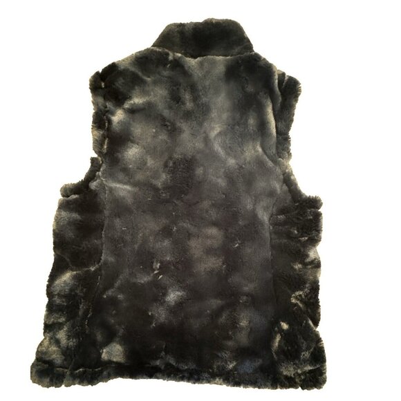 Nicole Miller Reversible Plush Faux Fur Quilted Smooth Black Vest Women Small - Picture 4 of 9